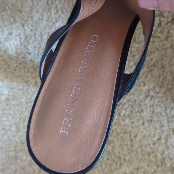 Franco Sarto black open toe ankle strap block heel 3.5" Size 9.5 - Picture 6 of 10